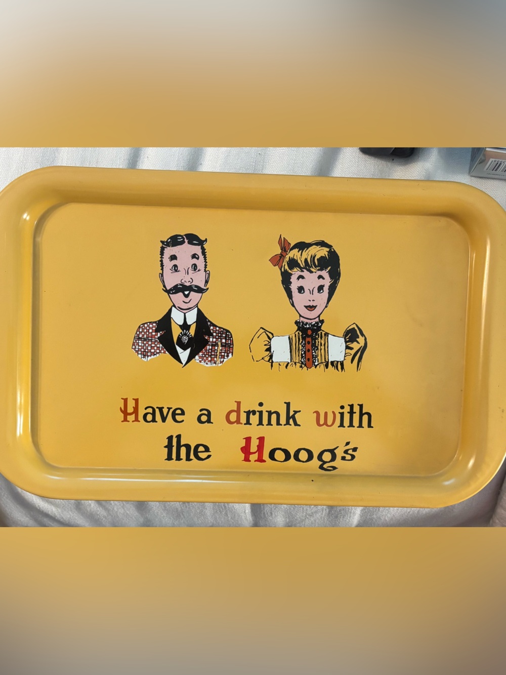 Have a Drink With the Hoog's Yellow Decorative Serving Tray
